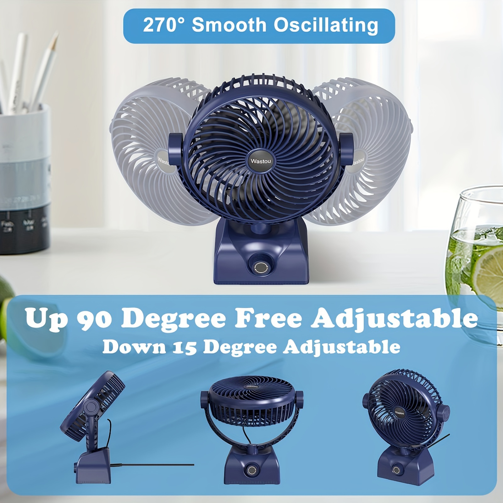 desktop fan usb rechargeable desktop fan   personal cooling fan suitable for home bedroom office and desktop use with     regulation rotating head silent fan details 2