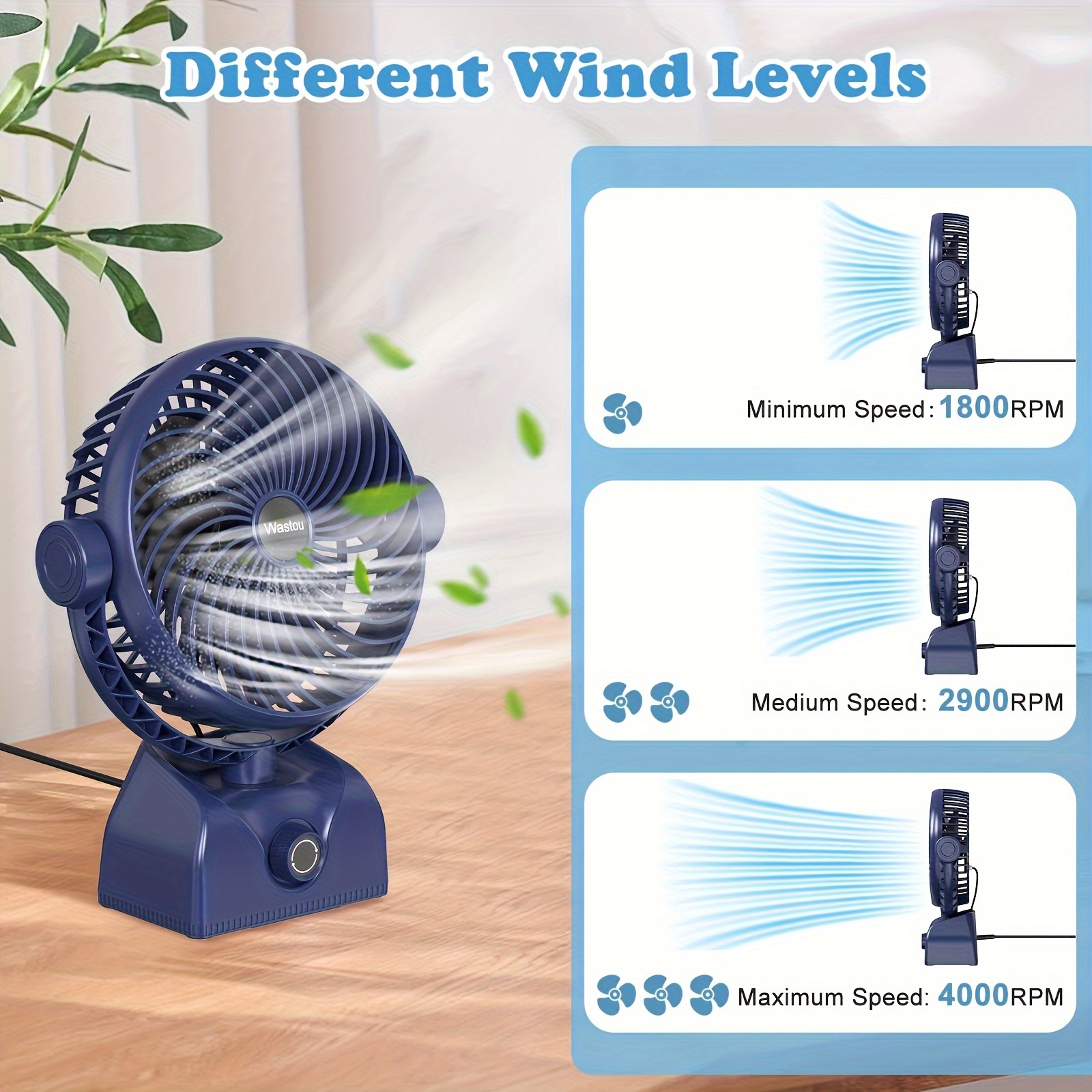 desktop fan usb rechargeable desktop fan   personal cooling fan suitable for home bedroom office and desktop use with     regulation rotating head silent fan details 4