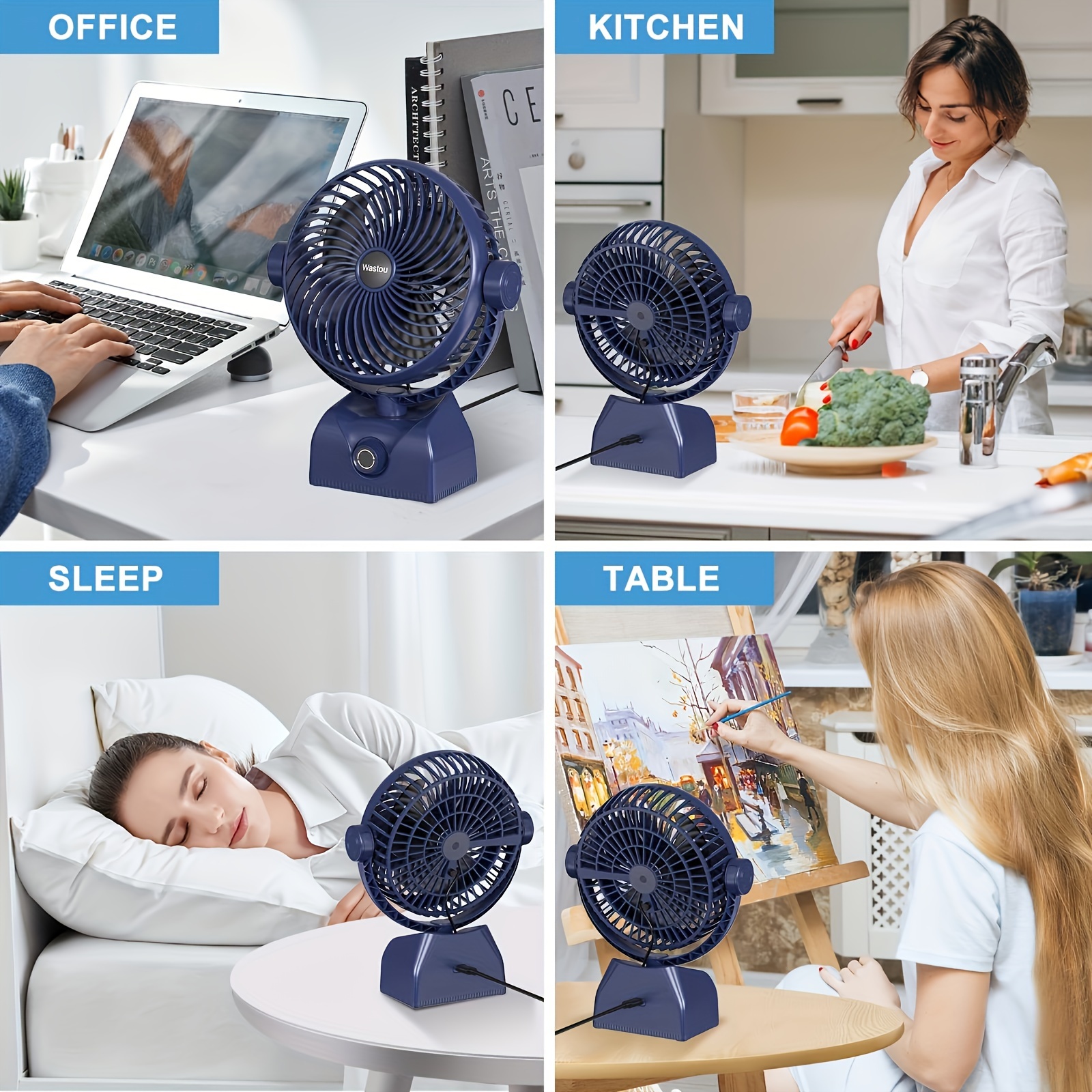 desktop fan usb rechargeable desktop fan   personal cooling fan suitable for home bedroom office and desktop use with     regulation rotating head silent fan details 5