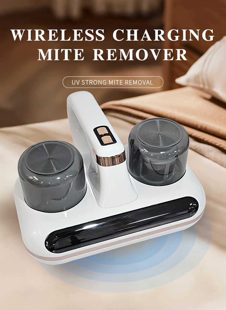 uv wireless dust mite vacuum cleaner with high frequency beating usb charging 5400mah lithium rechargeable battery washable filter for bedroom sofa and bedding details 0
