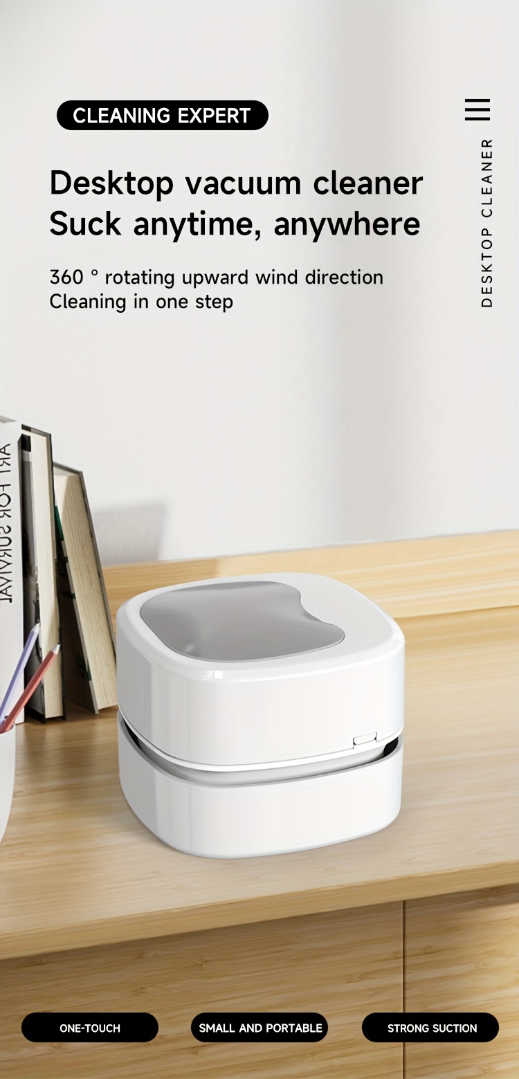 portable mini desktop vacuum cleaner with usb charging rechargeable battery and accessory kit ideal for home office and student use details 0