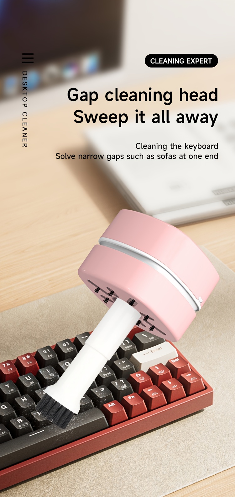 portable mini desktop vacuum cleaner with usb charging rechargeable battery and accessory kit ideal for home office and student use details 9