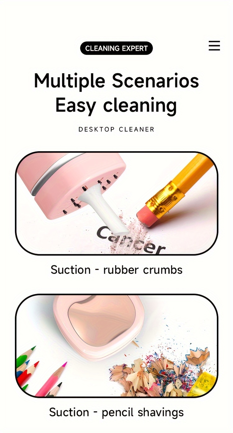 portable mini desktop vacuum cleaner with usb charging rechargeable battery and accessory kit ideal for home office and student use details 11