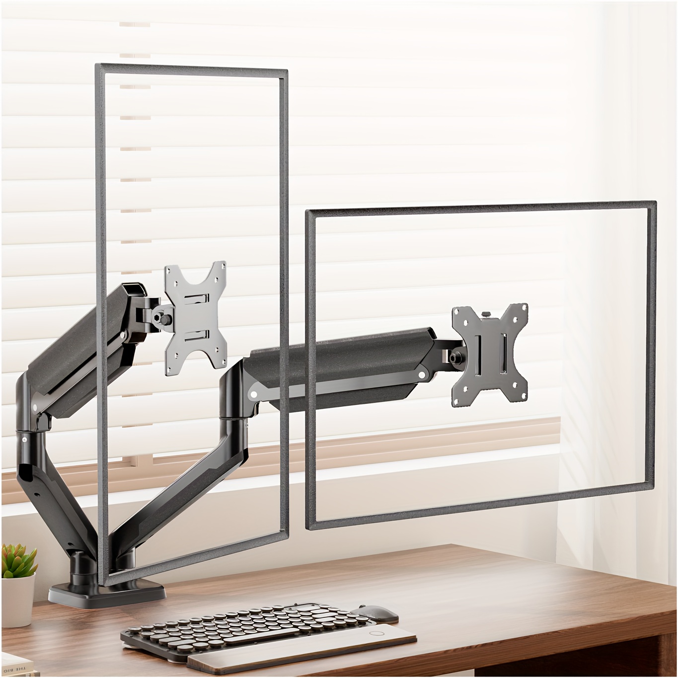 dual monitor mount adjustable monitor 2 computer screen double monitor arm stand for desk 32 inch mount details 0