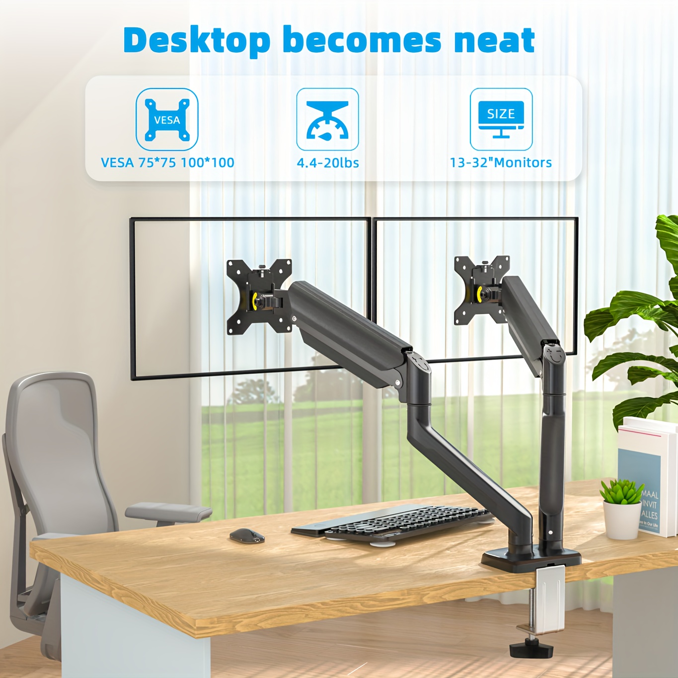 dual monitor mount adjustable monitor 2 computer screen double monitor arm stand for desk 32 inch mount details 1
