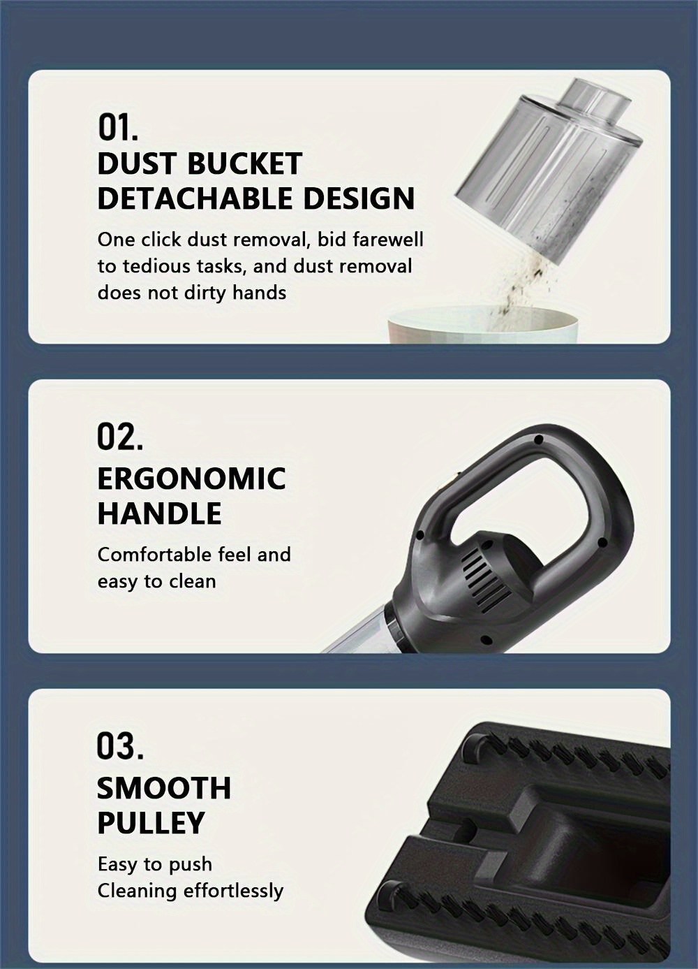 portable handheld vacuum cleaner usb charging dual use for home office strong 3 1kpa suction rechargeable 1800mah lithium battery multiple attachments electronic component cleaning details 4