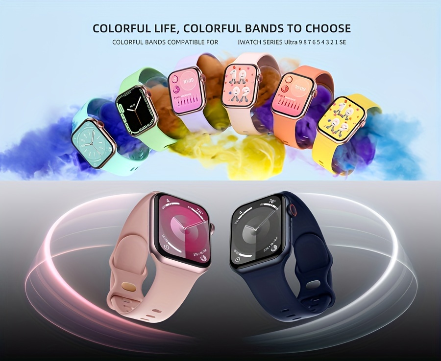 waterproof silicone watch strap suitable for iwatch ultra 6 5 1 size 38 40 41mm 42 44 45 49mm details 0