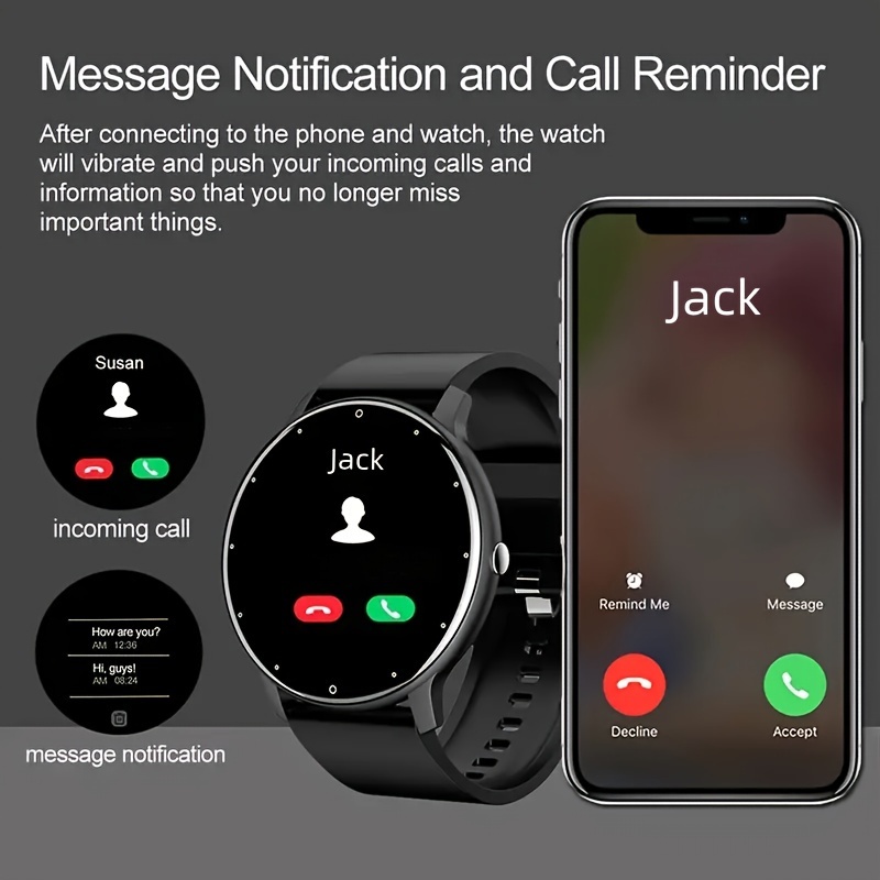 the smartwatch features wireless calling message notifications tracking step counting and exercise suitable for fitness and outdoor activities details 0