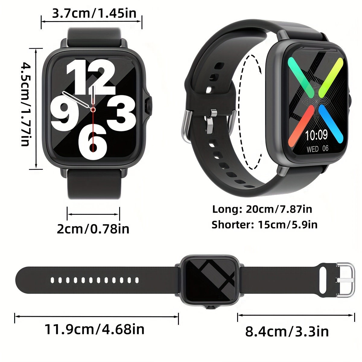 waterproof smart watch 1 83 screen display with message answer make call smartwatch sleep monitoring sports pedometer information alerts for iphone android phones smartbands fitness watch for women men friend gift birthday gift details 2