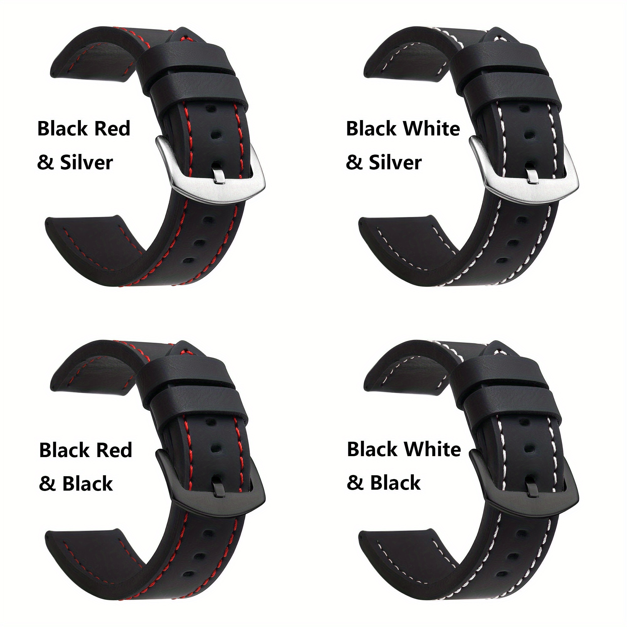 fashionable smooth genuine calfskin leather watch band for 20mm 22mm straps with solid automatic butterfly business watch wrist strap details 3