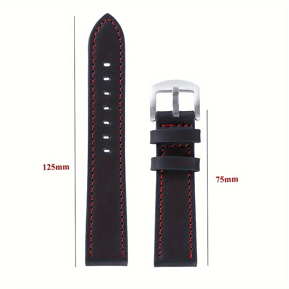 fashionable smooth genuine calfskin leather watch band for 20mm 22mm straps with solid automatic butterfly business watch wrist strap details 4