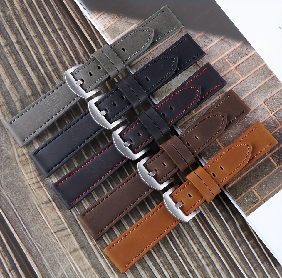 fashionable smooth genuine calfskin leather watch band for 20mm 22mm straps with solid automatic butterfly business watch wrist strap details 15