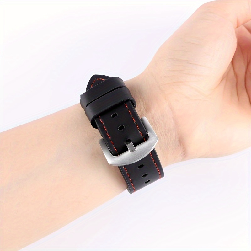 fashionable smooth genuine calfskin leather watch band for 20mm 22mm straps with solid automatic butterfly business watch wrist strap details 17