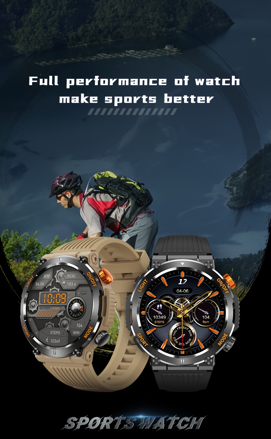 outdoor sports smartwatch for men answering making calls android iphone wireless smartwatch from 2023 sturdy and pedometer sleep 450 mah battery details 0