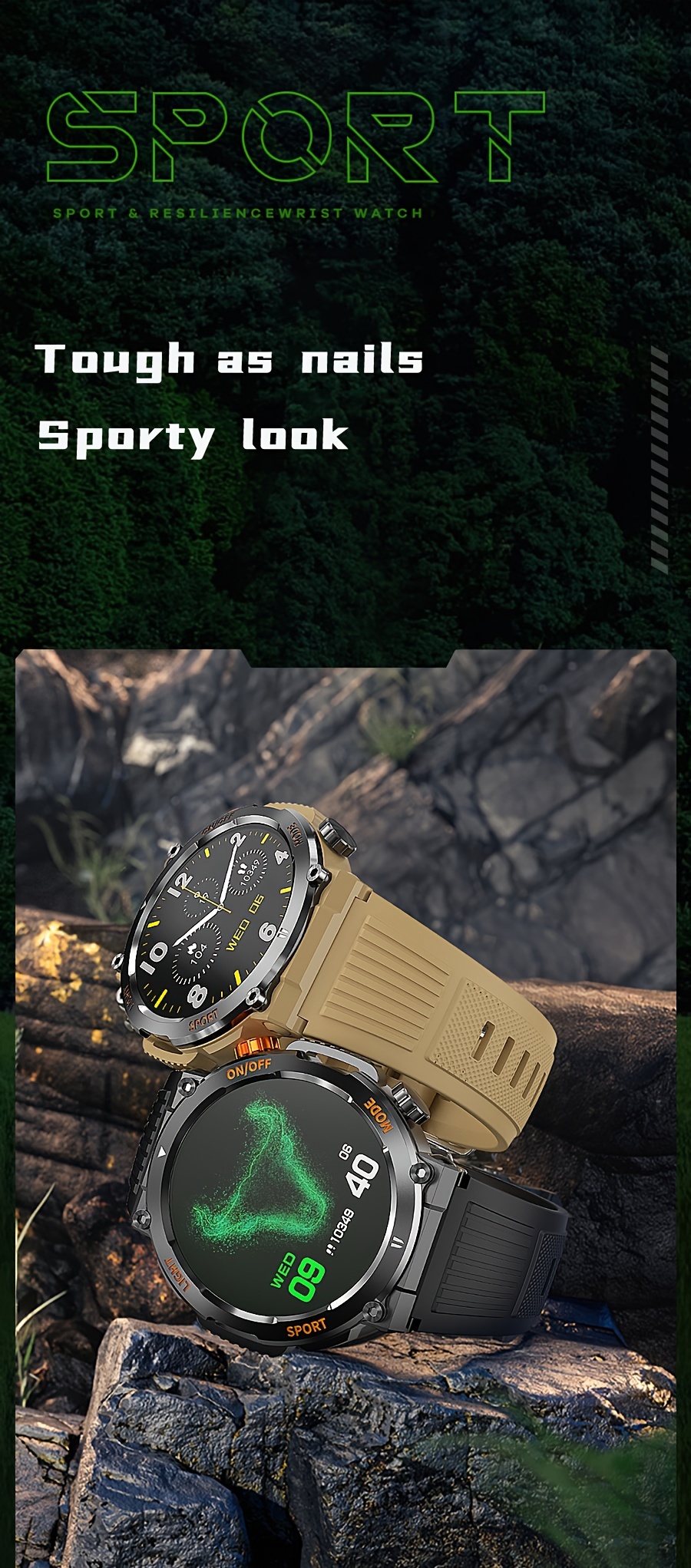 outdoor sports smartwatch for men answering making calls android iphone wireless smartwatch from 2023 sturdy and pedometer sleep 450 mah battery details 1