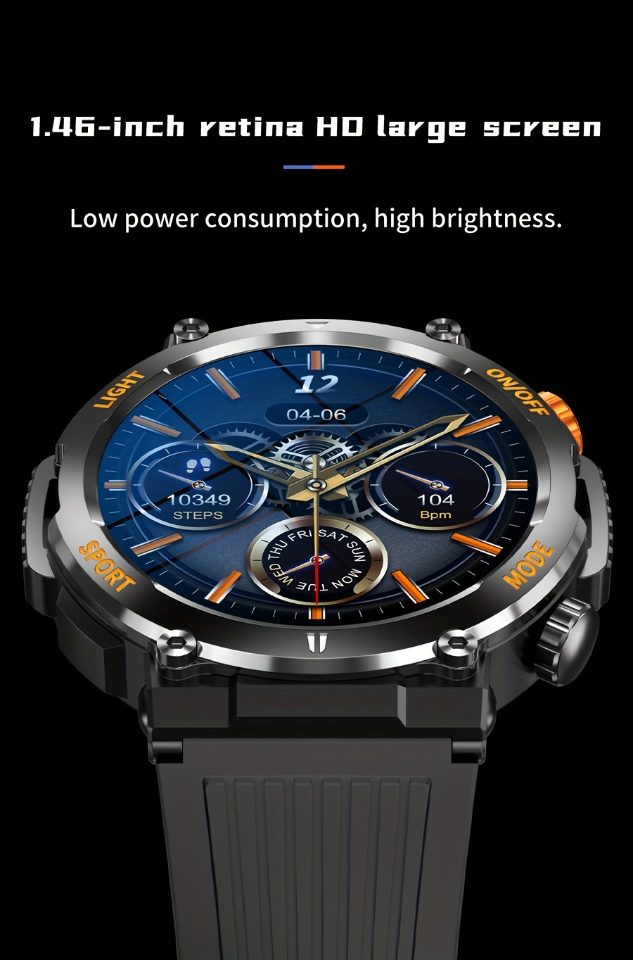 outdoor sports smartwatch for men answering making calls android iphone wireless smartwatch from 2023 sturdy and pedometer sleep 450 mah battery details 2