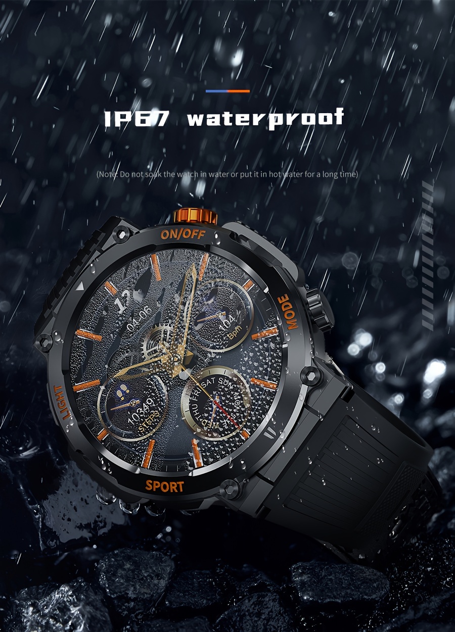 outdoor sports smartwatch for men answering making calls android iphone wireless smartwatch from 2023 sturdy and pedometer sleep 450 mah battery details 3