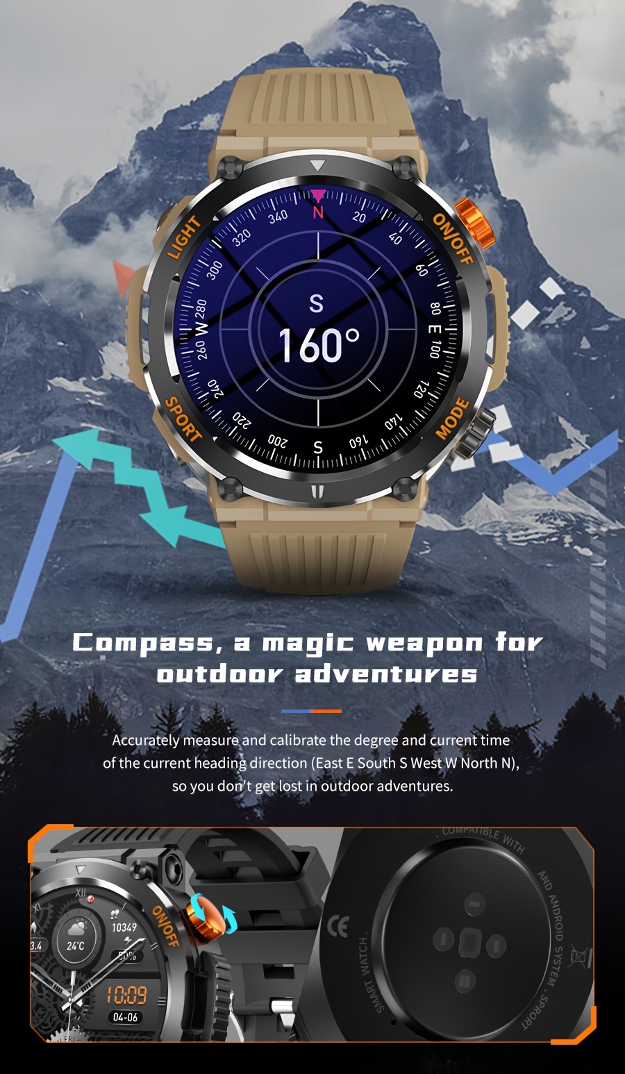 outdoor sports smartwatch for men answering making calls android iphone wireless smartwatch from 2023 sturdy and pedometer sleep 450 mah battery details 4