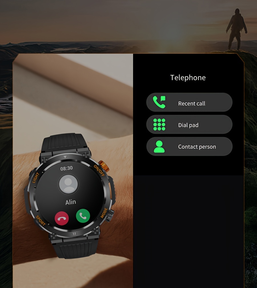 outdoor sports smartwatch for men answering making calls android iphone wireless smartwatch from 2023 sturdy and pedometer sleep 450 mah battery details 6