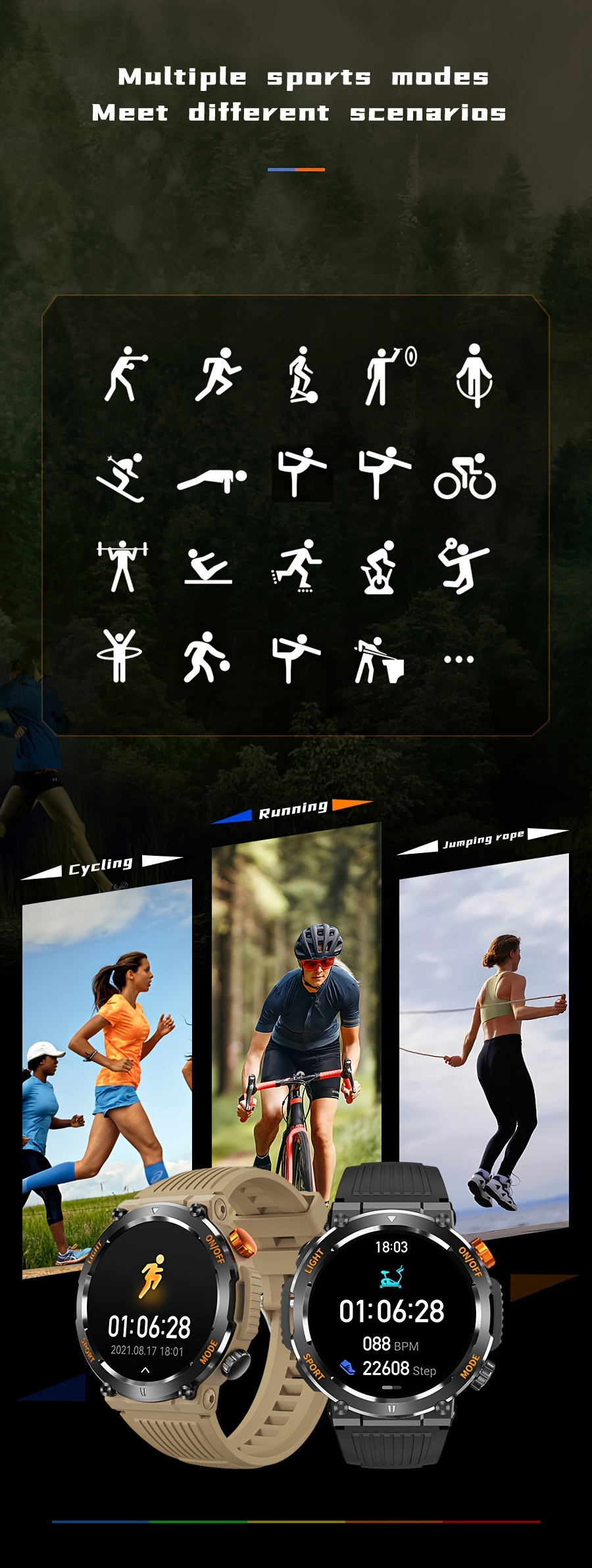 outdoor sports smartwatch for men answering making calls android iphone wireless smartwatch from 2023 sturdy and pedometer sleep 450 mah battery details 8