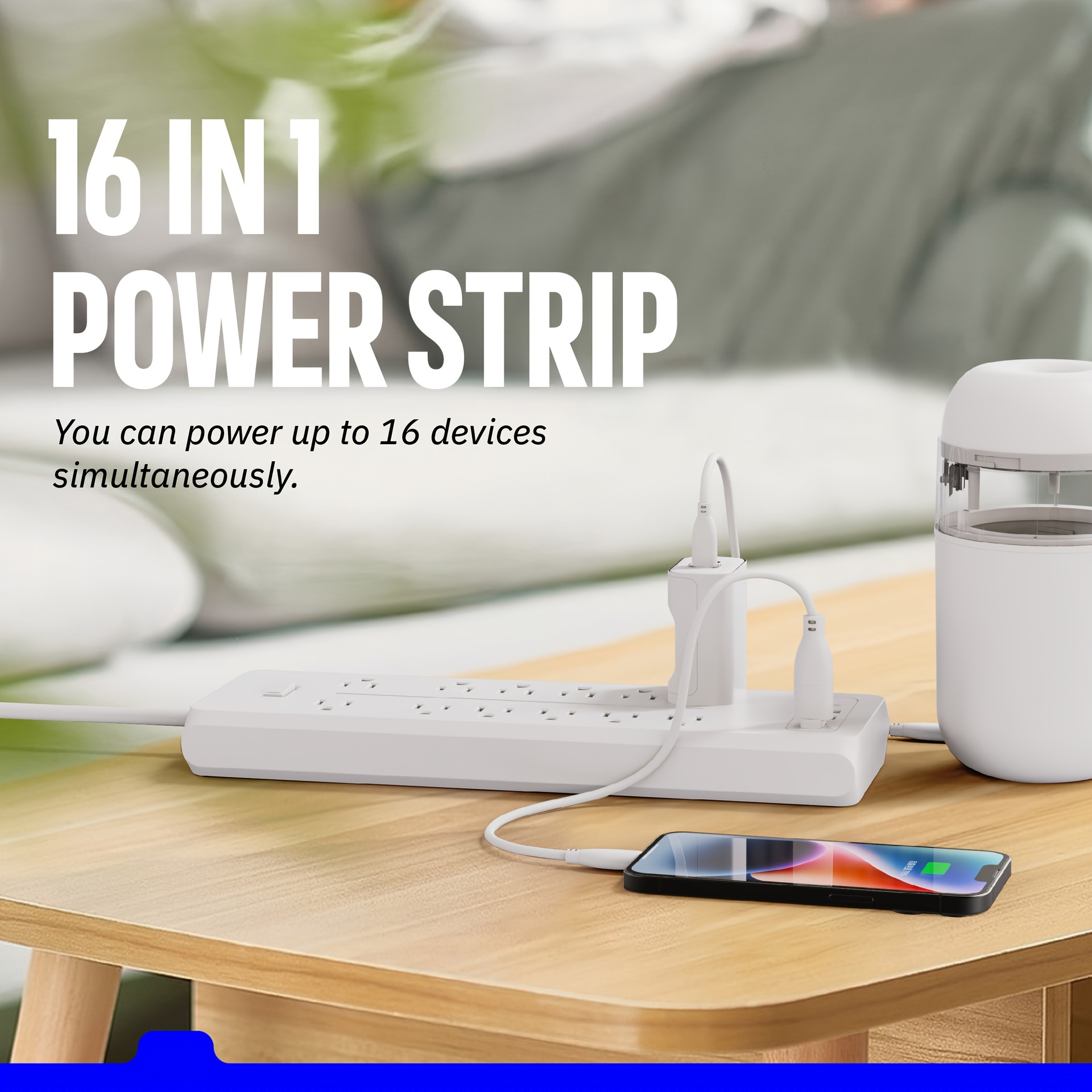 16 in 1 protector with 12 outlets 2 usb and 2 usb c for iphone charging line 79 inch extension cord for plug extender for dorm room essential details 5